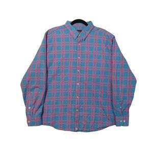 UNTUCKit Mens Shirt XXL Pink Blue Plaid Long Sleeve Button Front Cotton